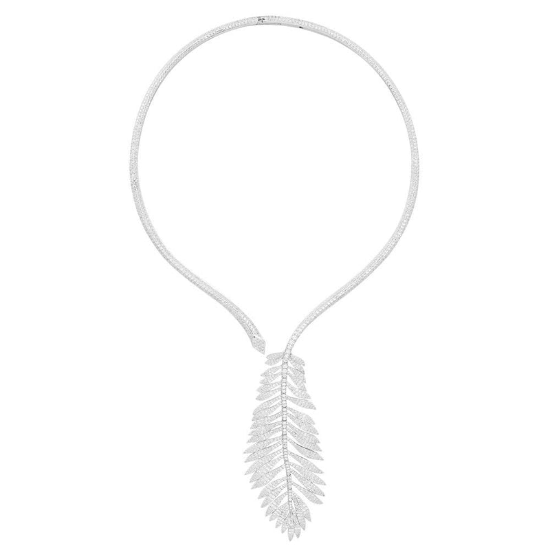 Palm Leaf Open Choker - silver