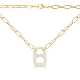 Paved Can Tab Chain Necklace - Yellow Silver