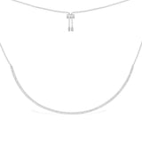 Dainty Paved Adjustable Necklace - silver