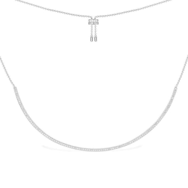 Dainty Paved Adjustable Necklace - silver