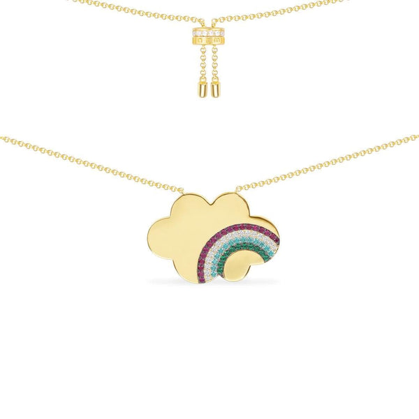 Rainbow Cloud Adjustable Necklace - Yellow Silver