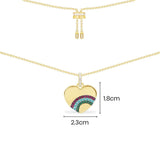 Rainbow Heart Adjustable Necklace - Yellow Silver