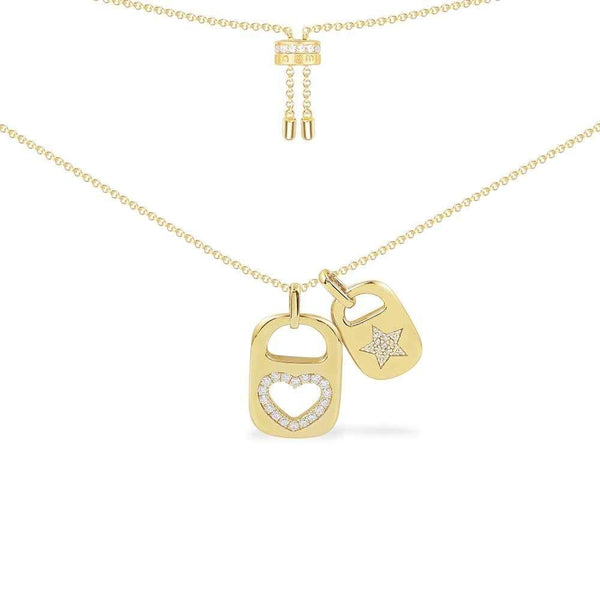 Heart & Twinkle Can Tab Adjustable Necklace - Yellow Silver