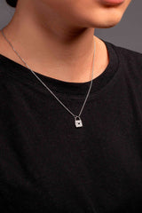 APM Monaco Paved Mini Lock Necklace in Silver