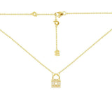 Paved Mini Lock Necklace - Yellow Silver