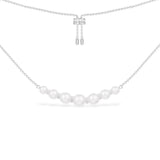 Dainty Pearl Adjustable Necklace - Silver