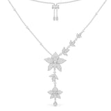 Flowers Y-Drop Adjustable Necklace - silver