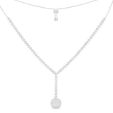 Disco Ball Y-Drop Adjustable Necklace - silver