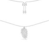 Leaf Adjustable Necklace - silver