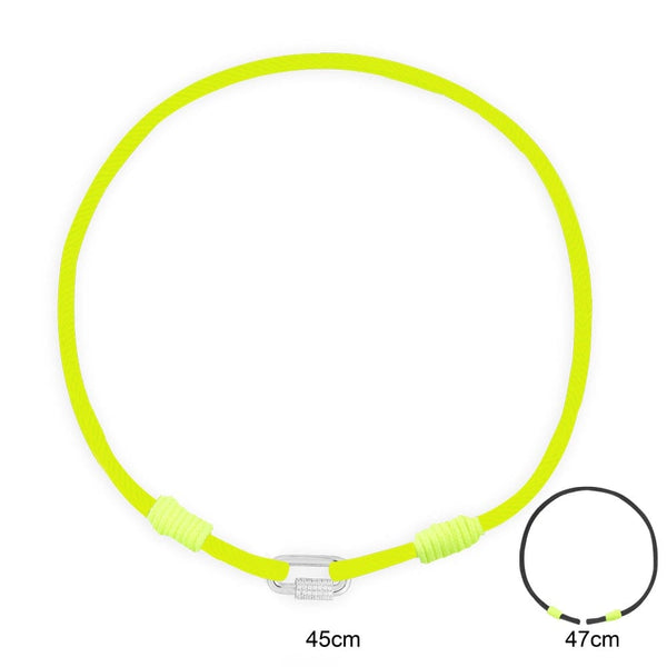 Neon yellow & Black nylon necklaces with chain link - silver