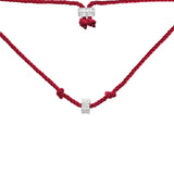 Red adjustable nylon necklace with sliding ring - silver