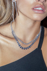 APM Monaco Drop Double Chain Necklace - silver