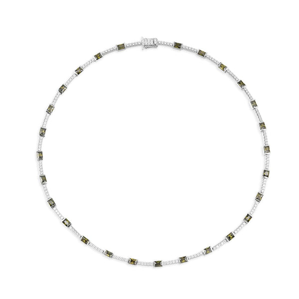 Pavé Green Necklace - silver