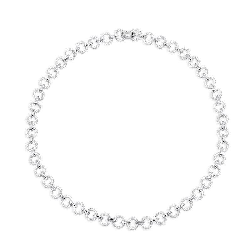 Pavé Round Chain Necklace - silver