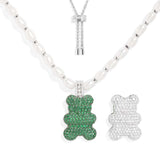 XL Mint Yummy Bear (Clippable) Adjustable Necklace with Pearls