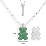 XL Mint Yummy Bear (Clippable) Adjustable Necklace with Pearls