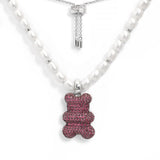 MALU Yummy Bear (Clippable) Adjustable Necklace with Pearls