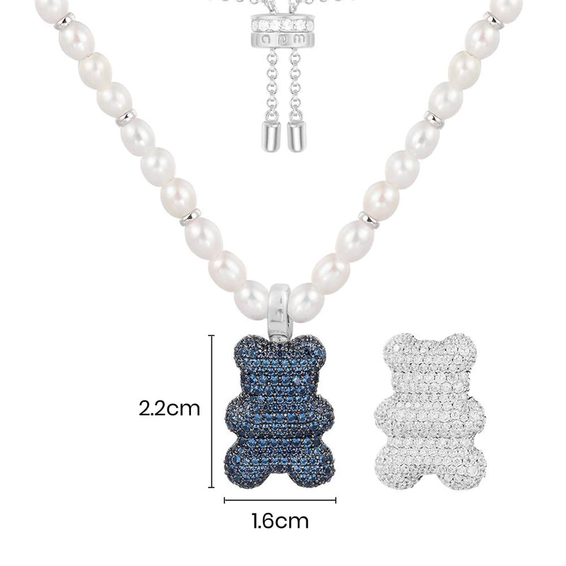 Baba Yummy Bear (Clippable) Adjustable Necklace with Pearls