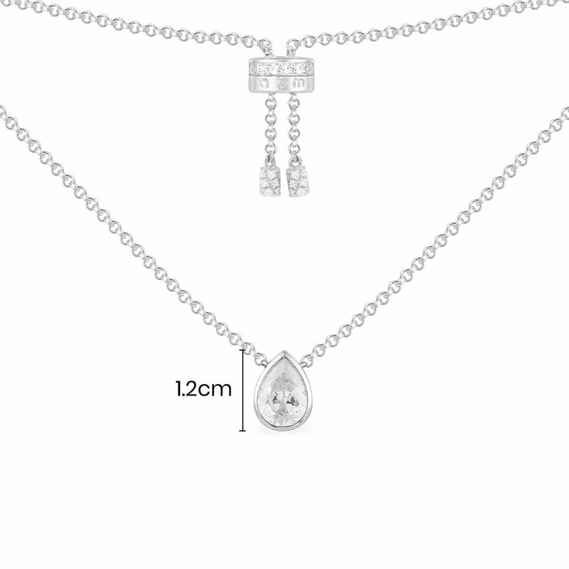 Drop Adjustable Necklace - silver