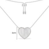 White Nacre Heart Adjustable Necklace - silver