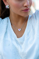 Fushia Heart Adjustable Necklace - silver APM Monaco