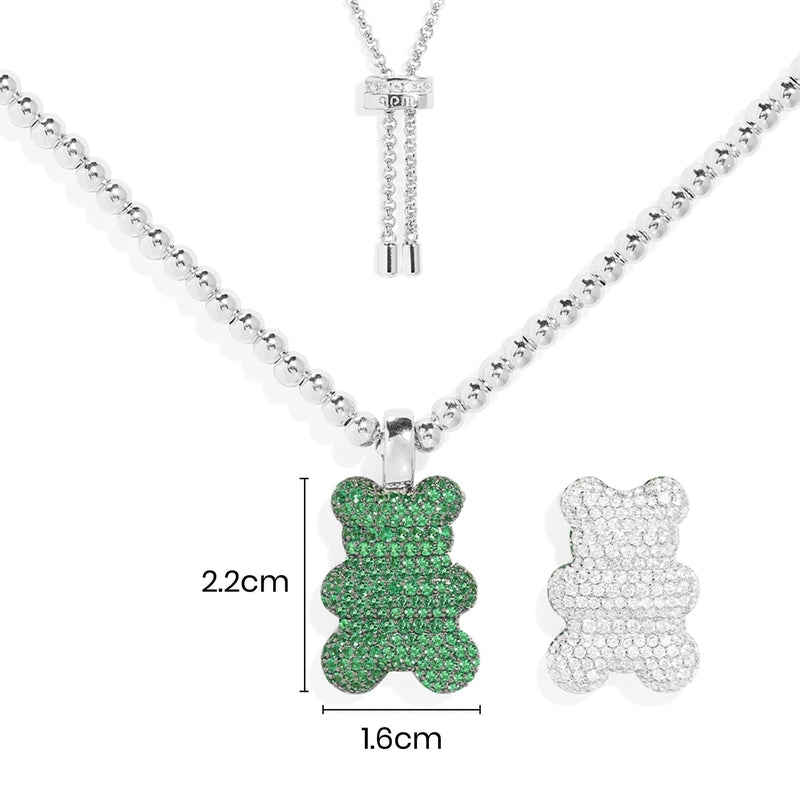 Mint Yummy Bear (Clippable) Adjustable Necklace