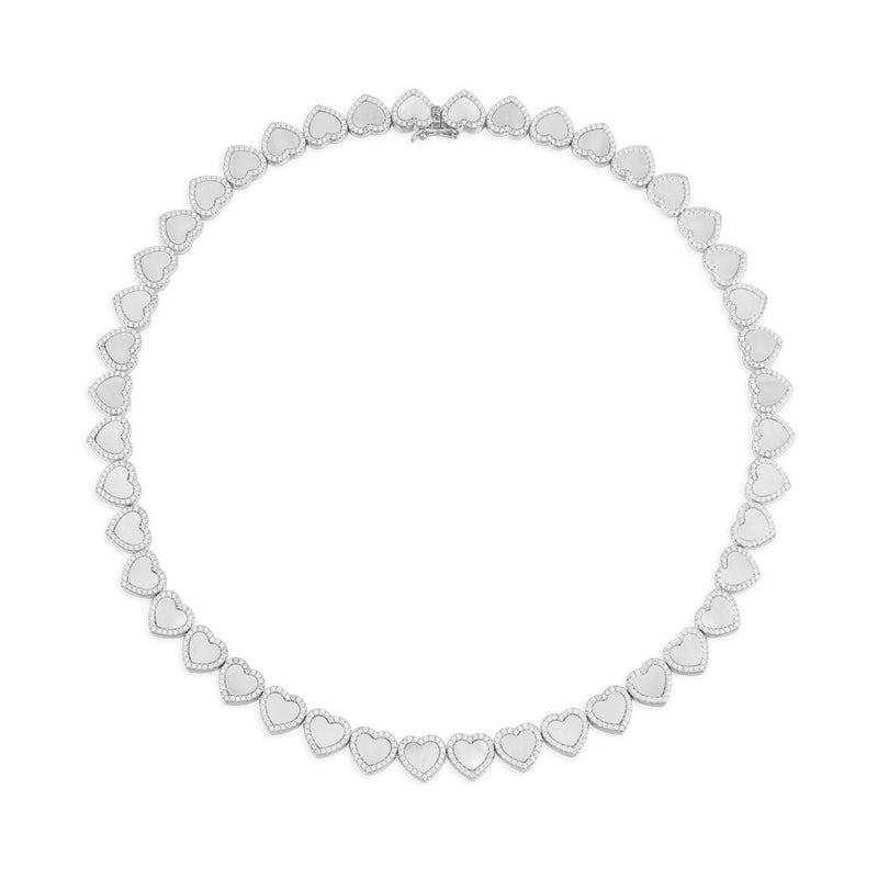 White Nacre Heart Choker