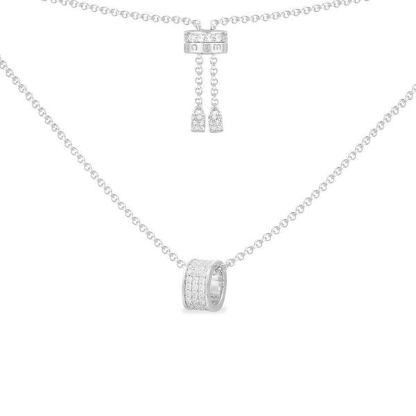 Adjustable Necklace with Pavé Ring Pendant