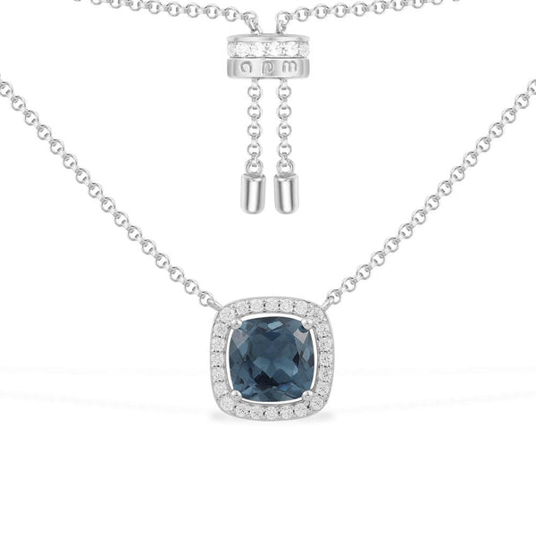 Adjustable Necklace with Blue Square Stone