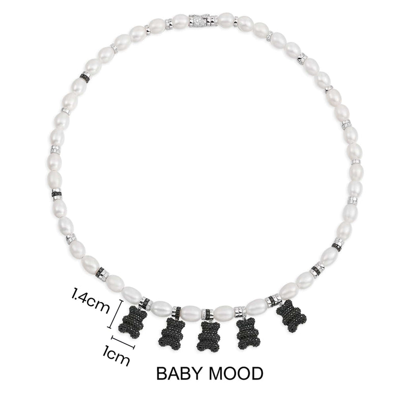 Statement Baby Mood Yummy Bear Choker with Pearls