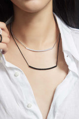 APM Monaco Black Pavé Adjustable Necklace in Silver