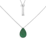 Adjustable Necklace with Green Drop