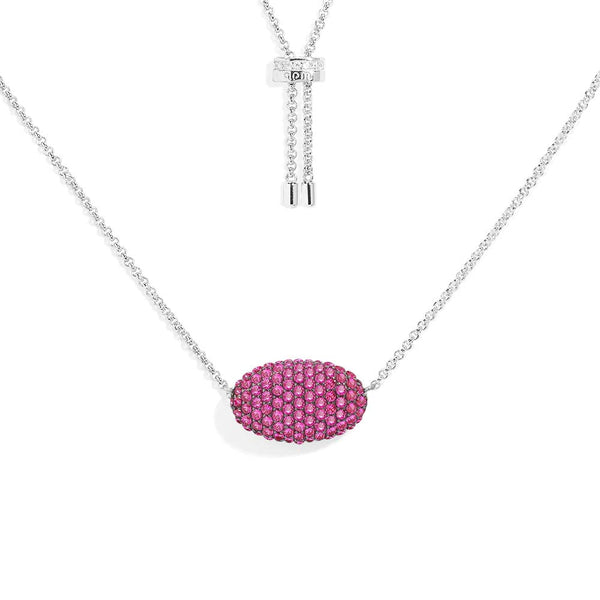 Fuchsia Oval Adjustable Necklace