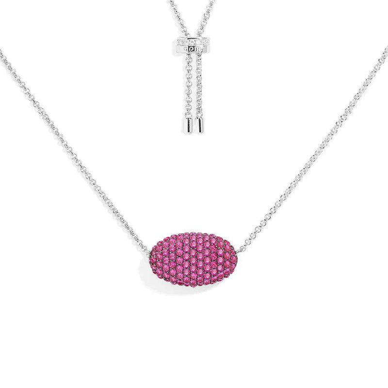 Fuchsia Oval Adjustable Necklace