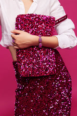 APM Monaco Fuchsia Sequins Clutch