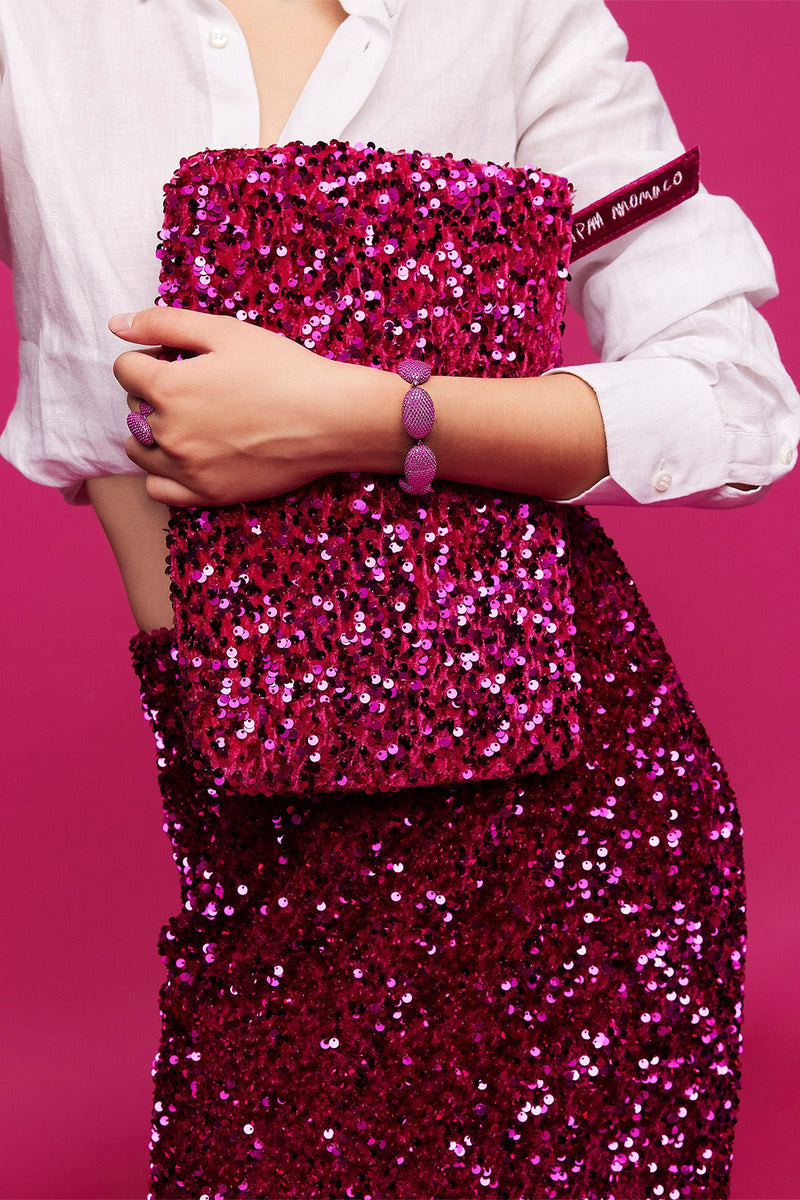 APM Monaco Fuchsia Sequins Clutch