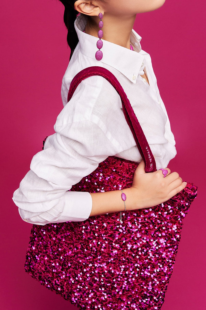 APM Monaco Fuchsia Sequins Tote Bag