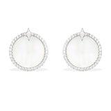 White Nacre Round Earrings - White Silver