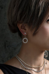 APM Monaco Asymmetric Sun Pendant Earrings in White Silver