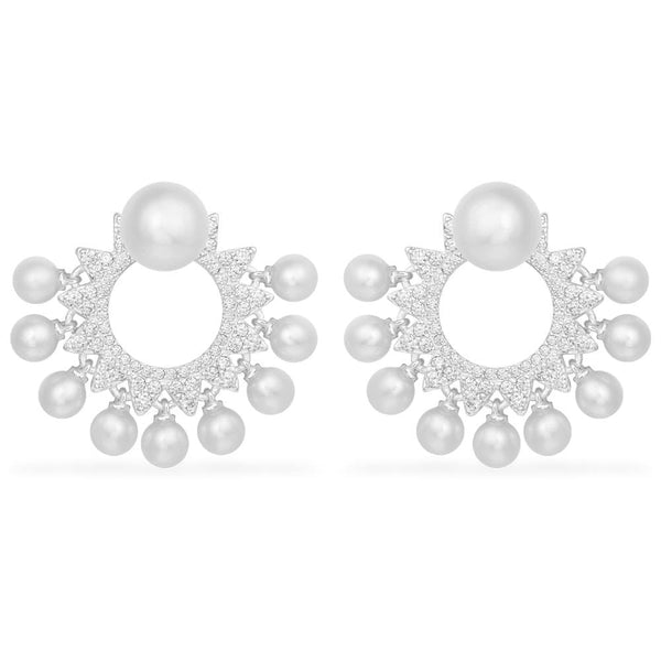 Sun Ear Jackets With Pearls - Silver