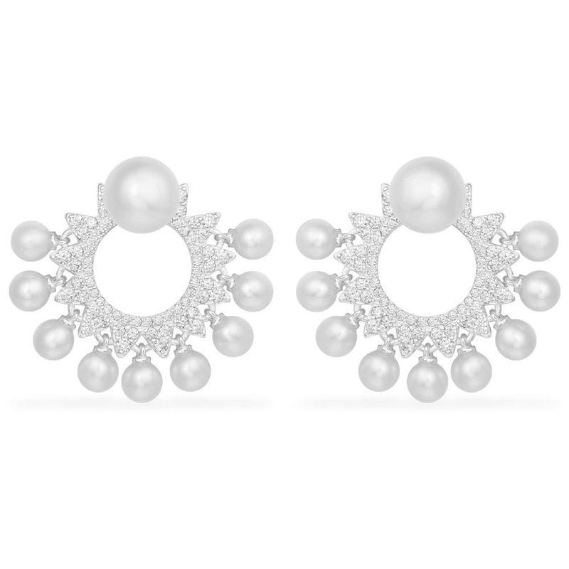 Sun Ear Jackets With Pearls - Silver