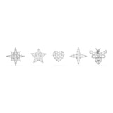 Stars And Bee Studs set - silver