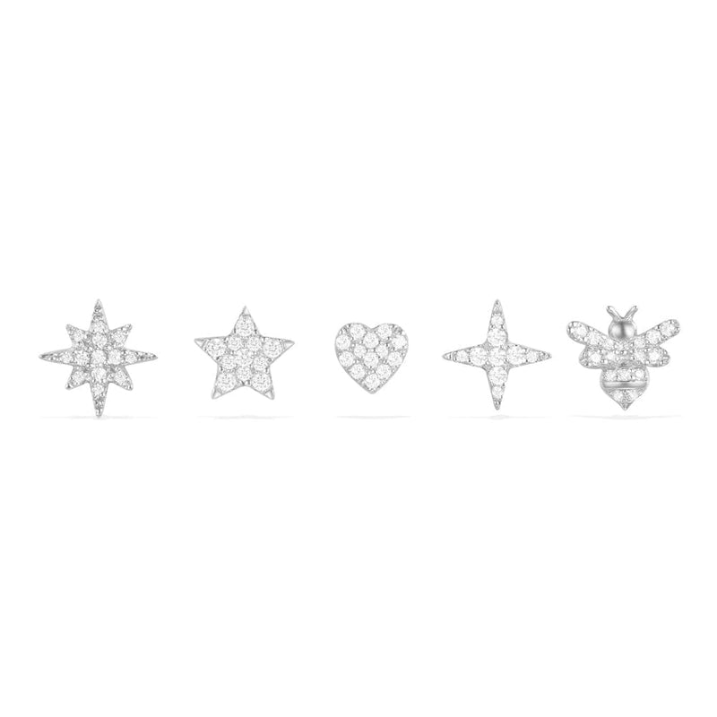 Stars And Bee Studs set - silver