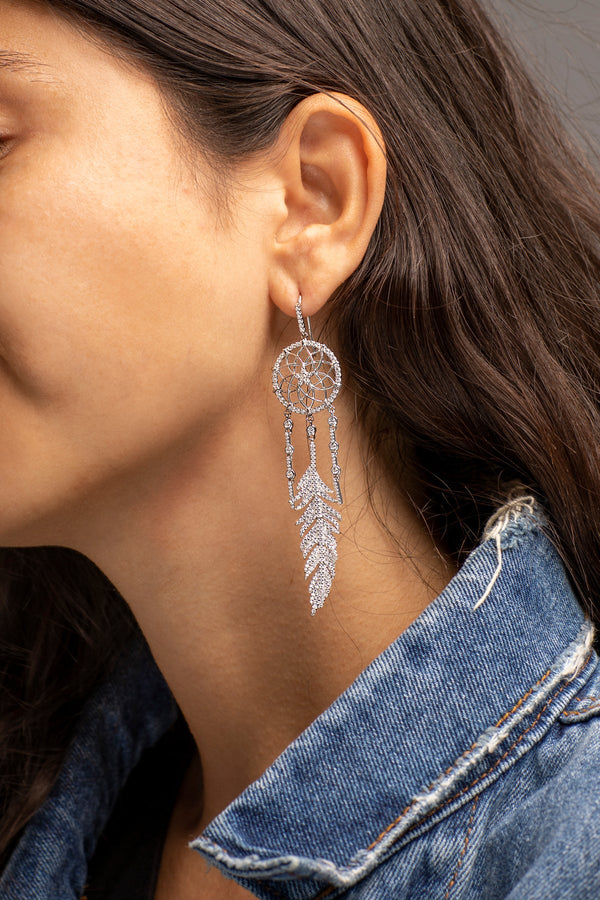 APM Monaco Dreamcatcher Earrings in White Silver