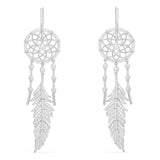 Dreamcatcher Earrings - White Silver