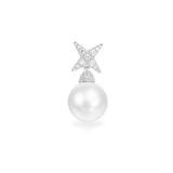 Single Pearl & Star Earring - White Silver