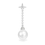 Single Star & Pearl Drop Earring - White Silver