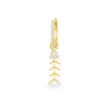 Single Fishbone Earring - Yellow Silver