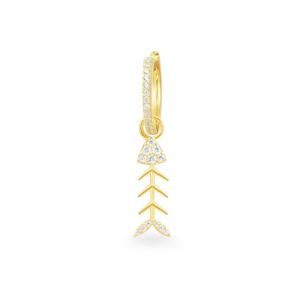 Single Fishbone Earring - Yellow Silver