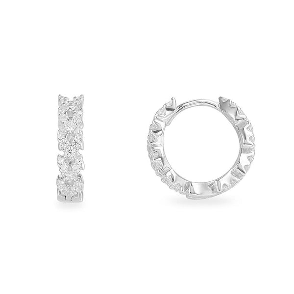 Couture Hoop Earrings - White Silver